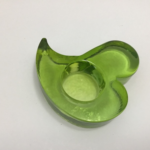Vintage Green Glass Heart Shaped Tea Light Holder from Sea Glasbruk - Picture 6 of 6